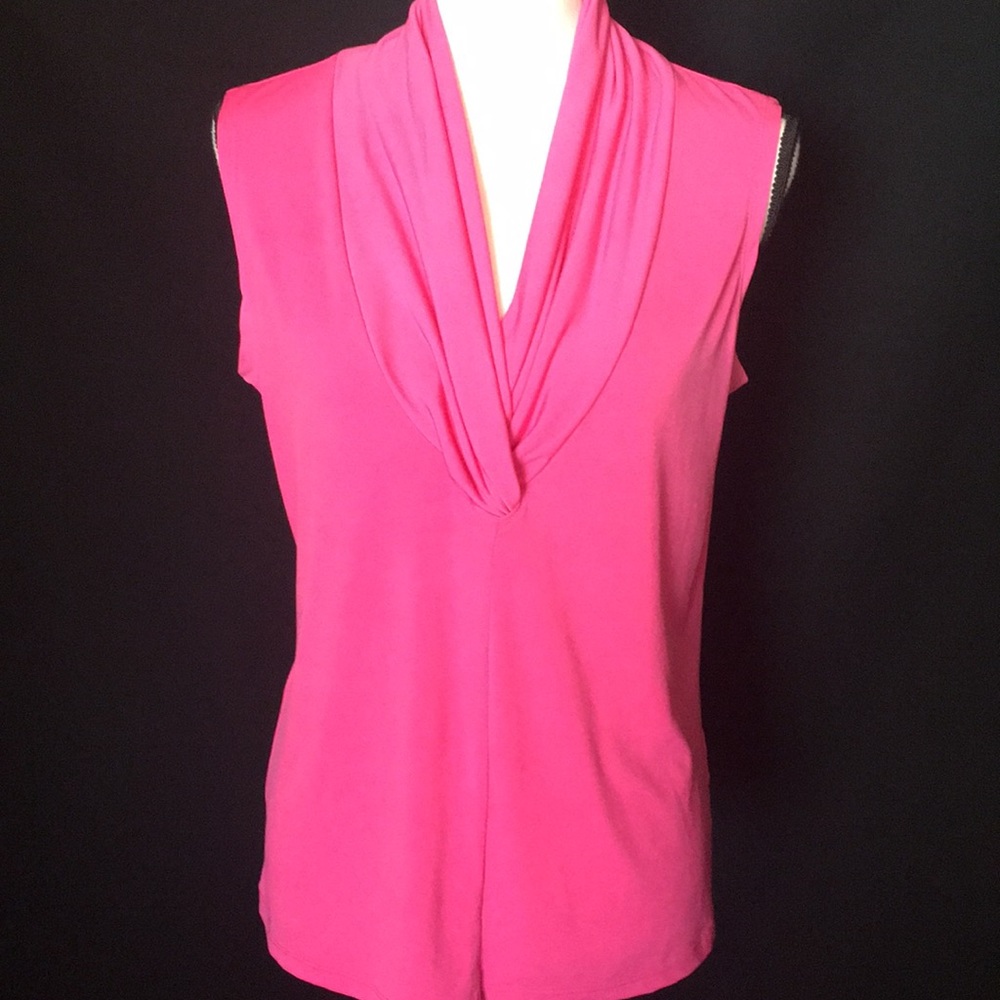 Attention Shawl Collar Sleeveless Top